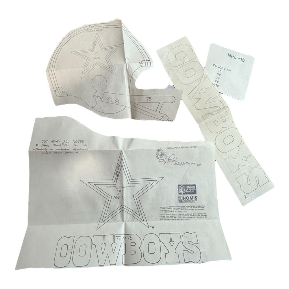 Vintage 1987 Dallas Cowboys Punch Embroidery Iron-On Transfer Pattern – NFL - Picture 3 of 6